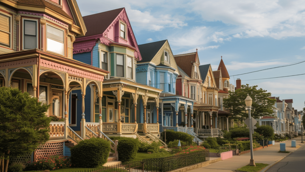 Victorian-inspired houses along Asbury Park, New Jersey