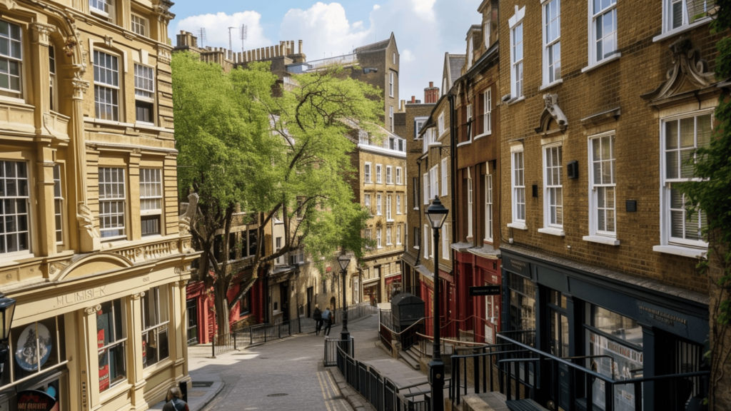 Historic buildings at 48 Doughty Street in London, UK