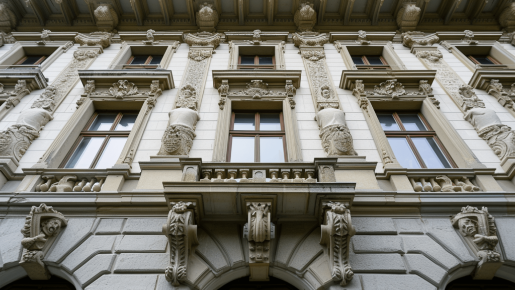 A low-angle shot of the facade of Palais de Rumine in Lausanne, Switzerland
