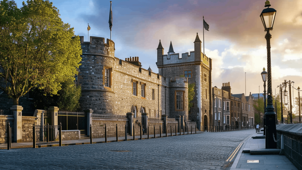 A walkway beside the Dublin Castle in Ireland