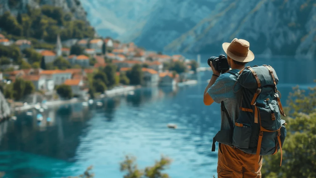 A man taking a photo of an abandoned city from a distance