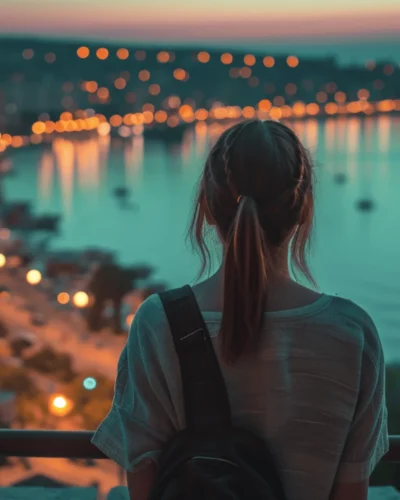 A girl looking over Varna’s coast