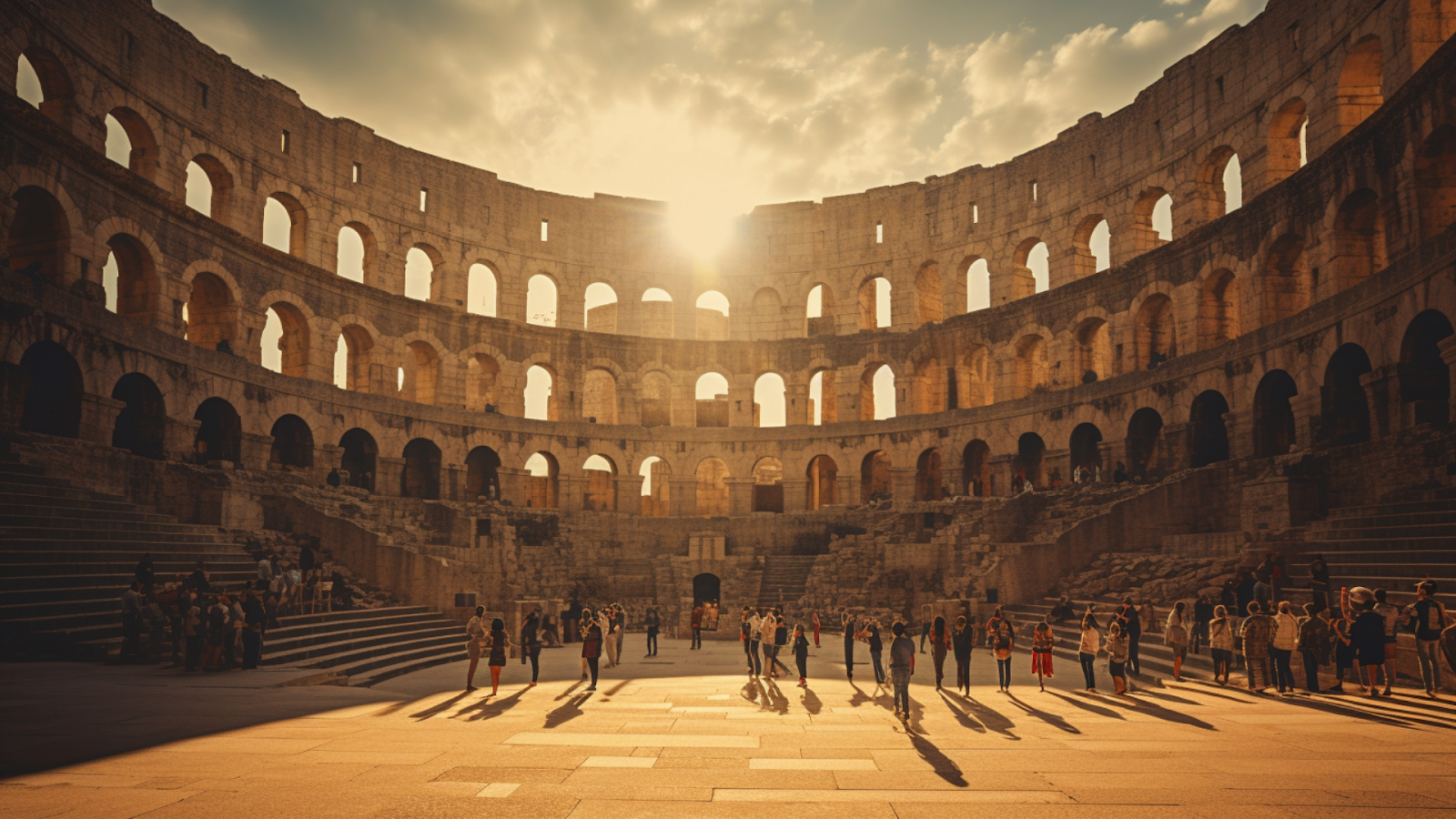 Visitors wander through the well-preserved Roman amphitheater in Pula, a testament to Croatia's rich history and one of the country's most significant historic sites.