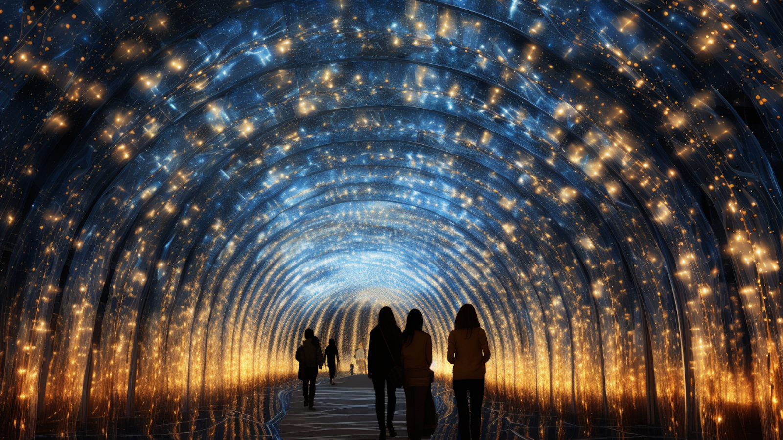 Visitors walk through a mesmerizing illuminated tunnel, a highlight of Seoul's enchanting Lantern Festival.