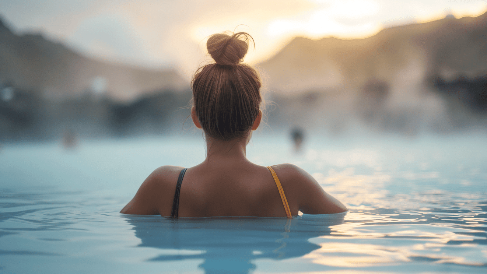 A woman swimming in Iceland’s Blue Lagoon