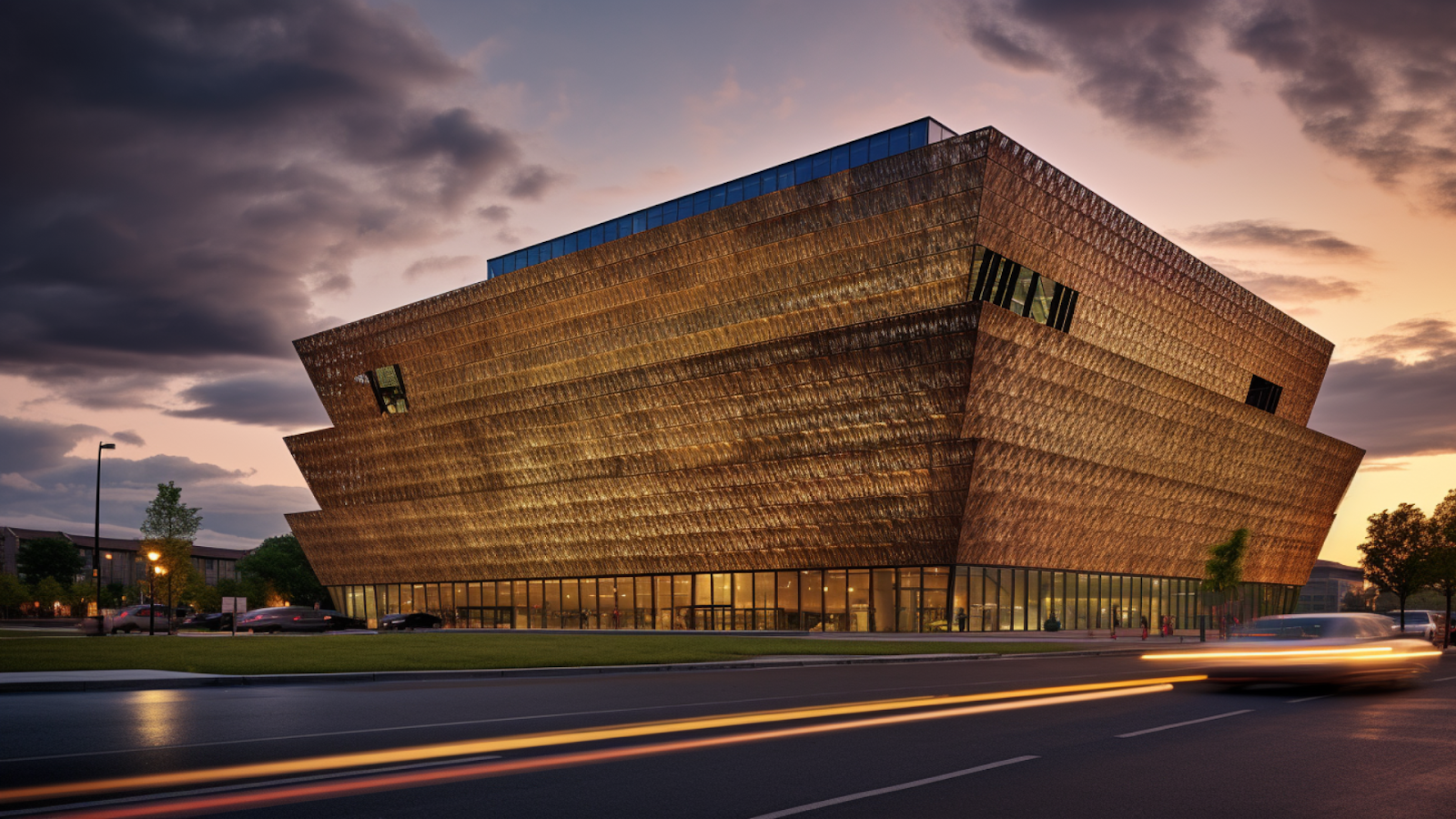 The National Museum of African American History and Culture in Washington D.C. with its distinctive bronze-colored design and brutalist body.