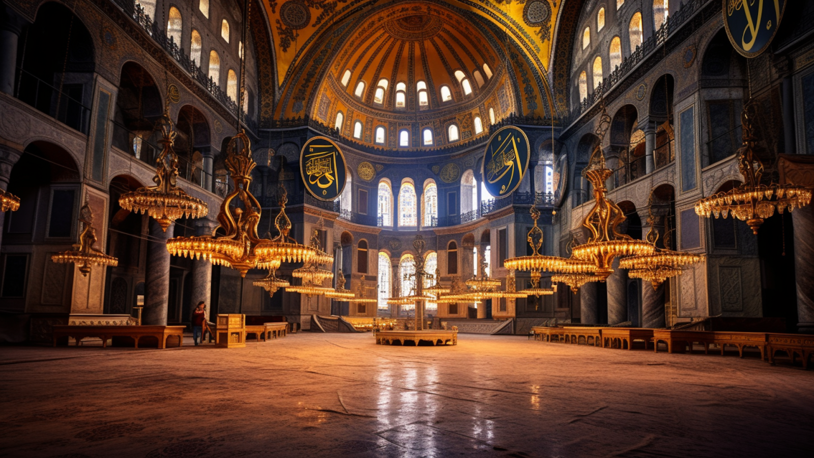 Interior of Hagia Sophia in Istanbul, Turkey, showcasing historic Byzantine architecture, inviting visitors to travel back in time.