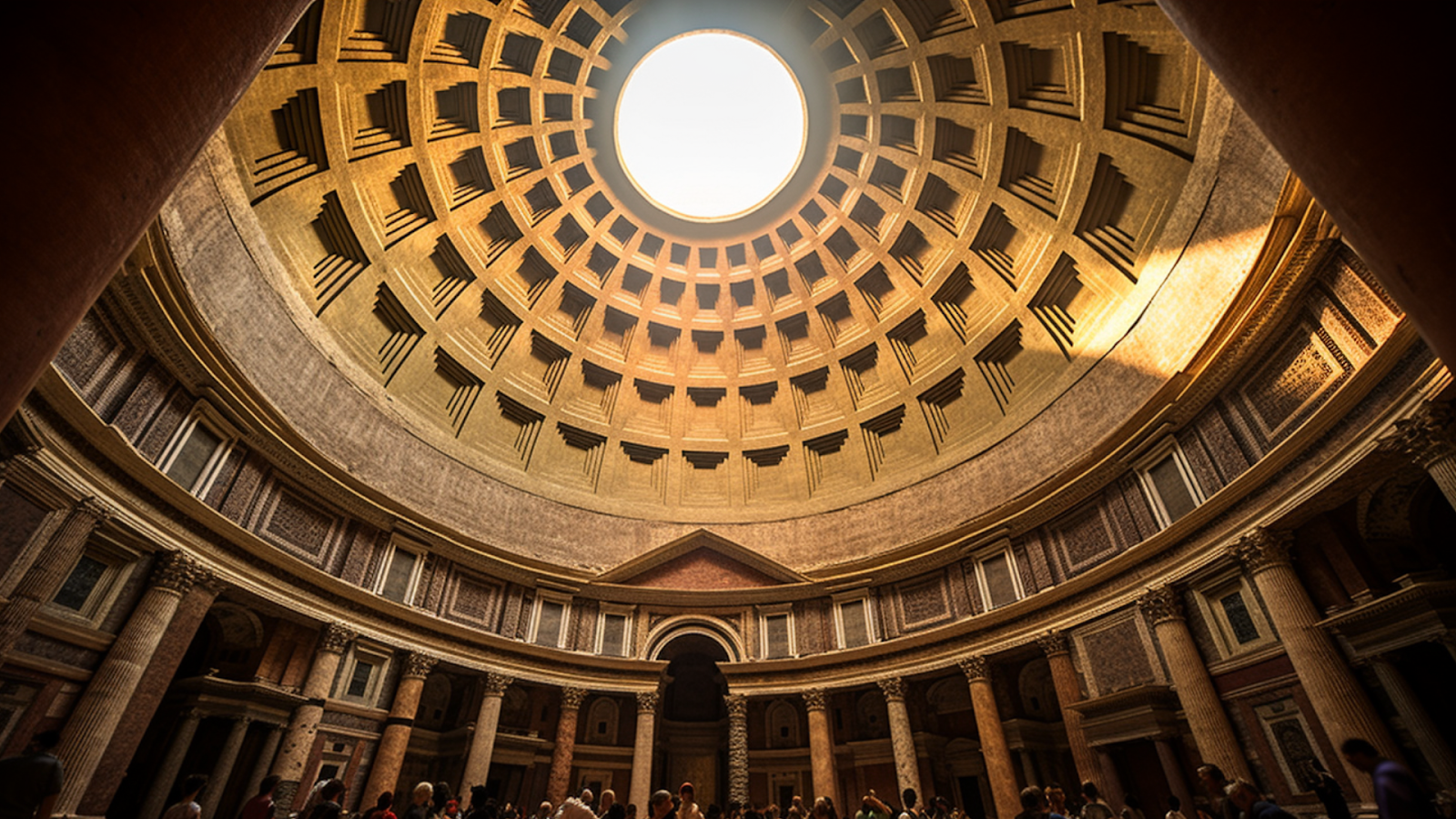 The ancient Pantheon in Rome, Italy, with its remarkable dome, a testament to historic architectural brilliance.