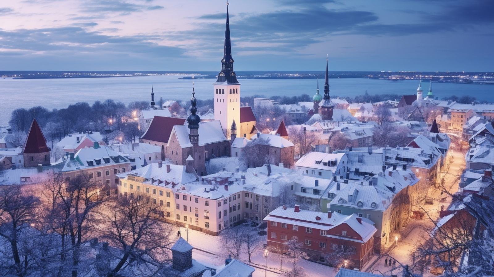 Snow-covered rooftops of Tallinn, Estonia during winter, a magical scene from one of the top Europe destinations.