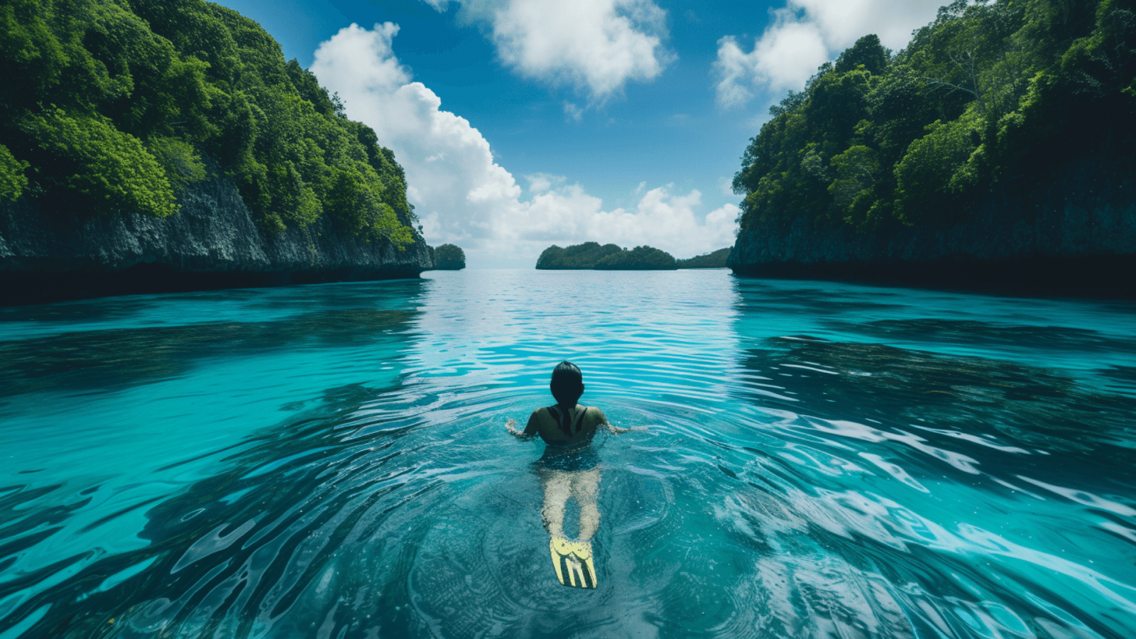 A woman swimming in the ocean.