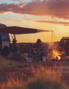 Camping by fire in the Australian Outback