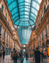 Shoppers inside Milan's historic shopping mall