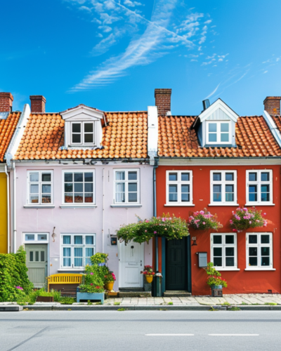 A row of colorful houses in Copenhagen
