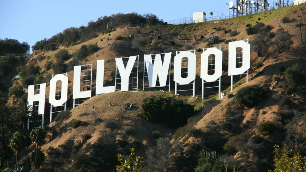 The iconic “HOLLYWOOD” sign in Los Angeles