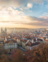 A panoramic shot of Prague during the day