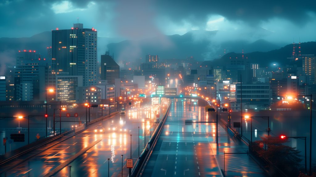 A vibrant street scene in Hiroshima.