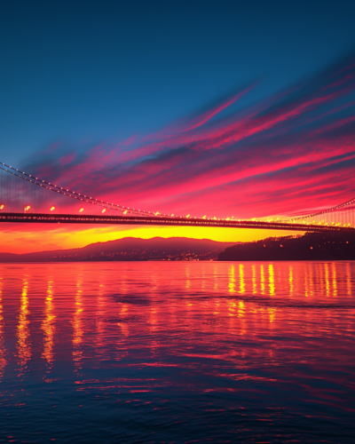 The Golden Gate Bridge at sunset, a serene San Francisco backdrop.