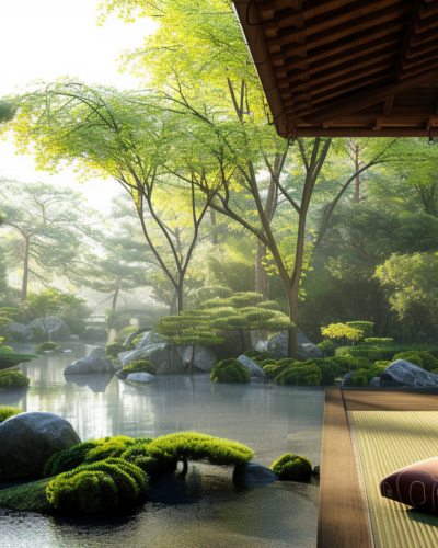 Zen garden view, the epitome of peaceful Japanese elegance.