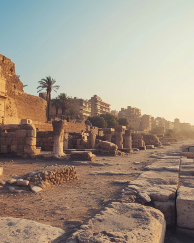 The ancient ruins of Alexandria, where history meets the horizon.