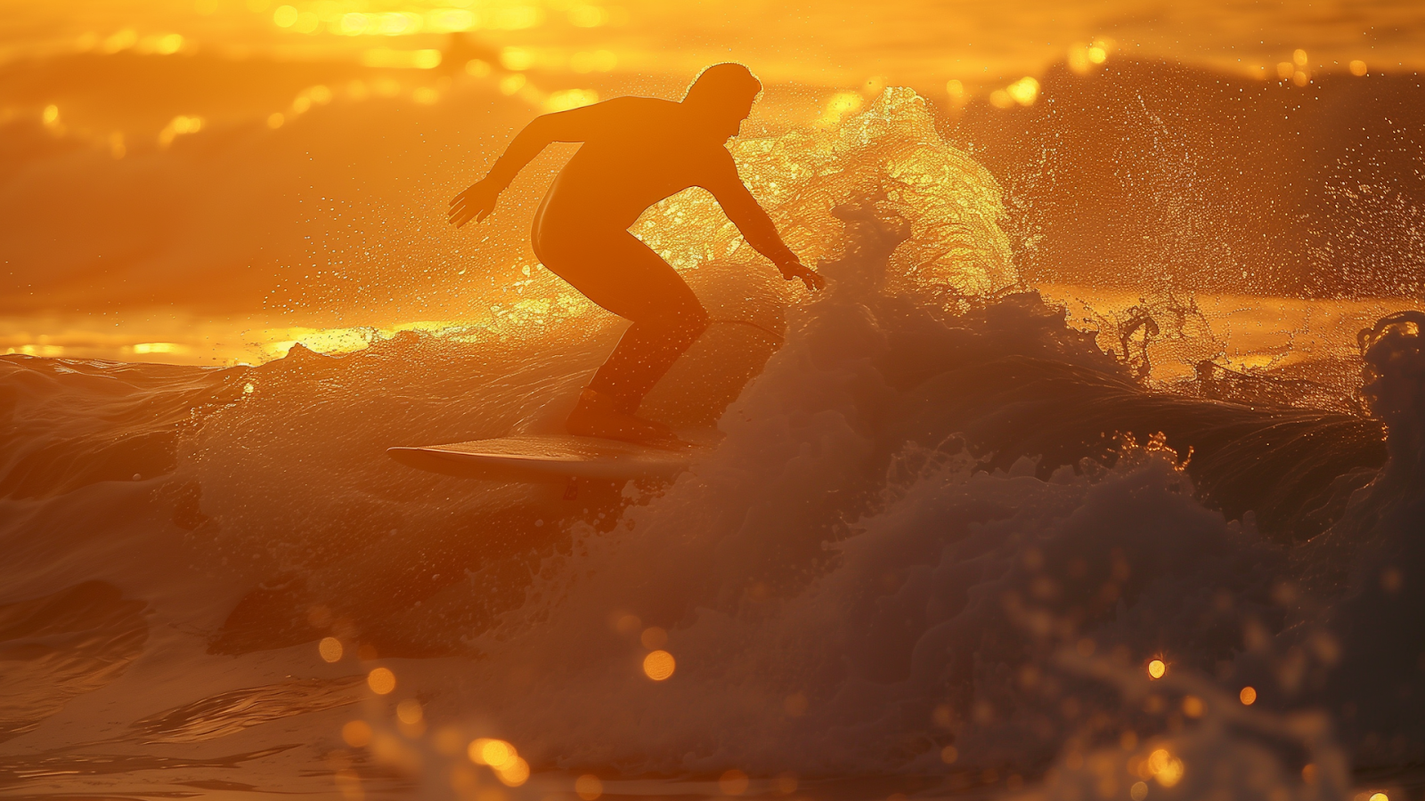 Surfer catching an early wave at Cocoa Beach, Florida, at sunrise.