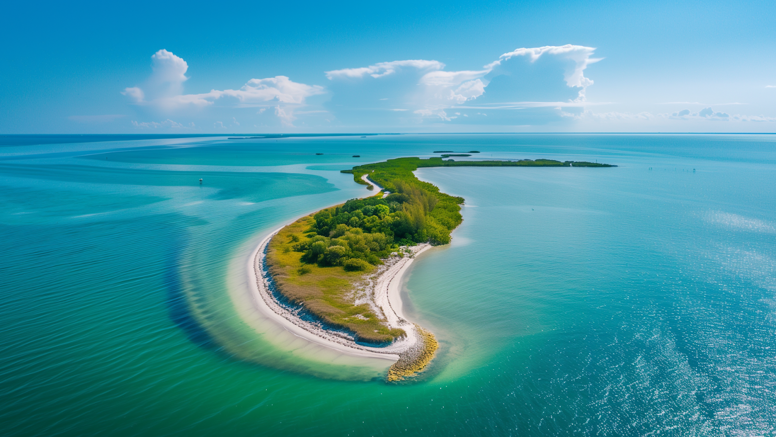 Aerial view of Caladesi Island State Park's untouched beauty.