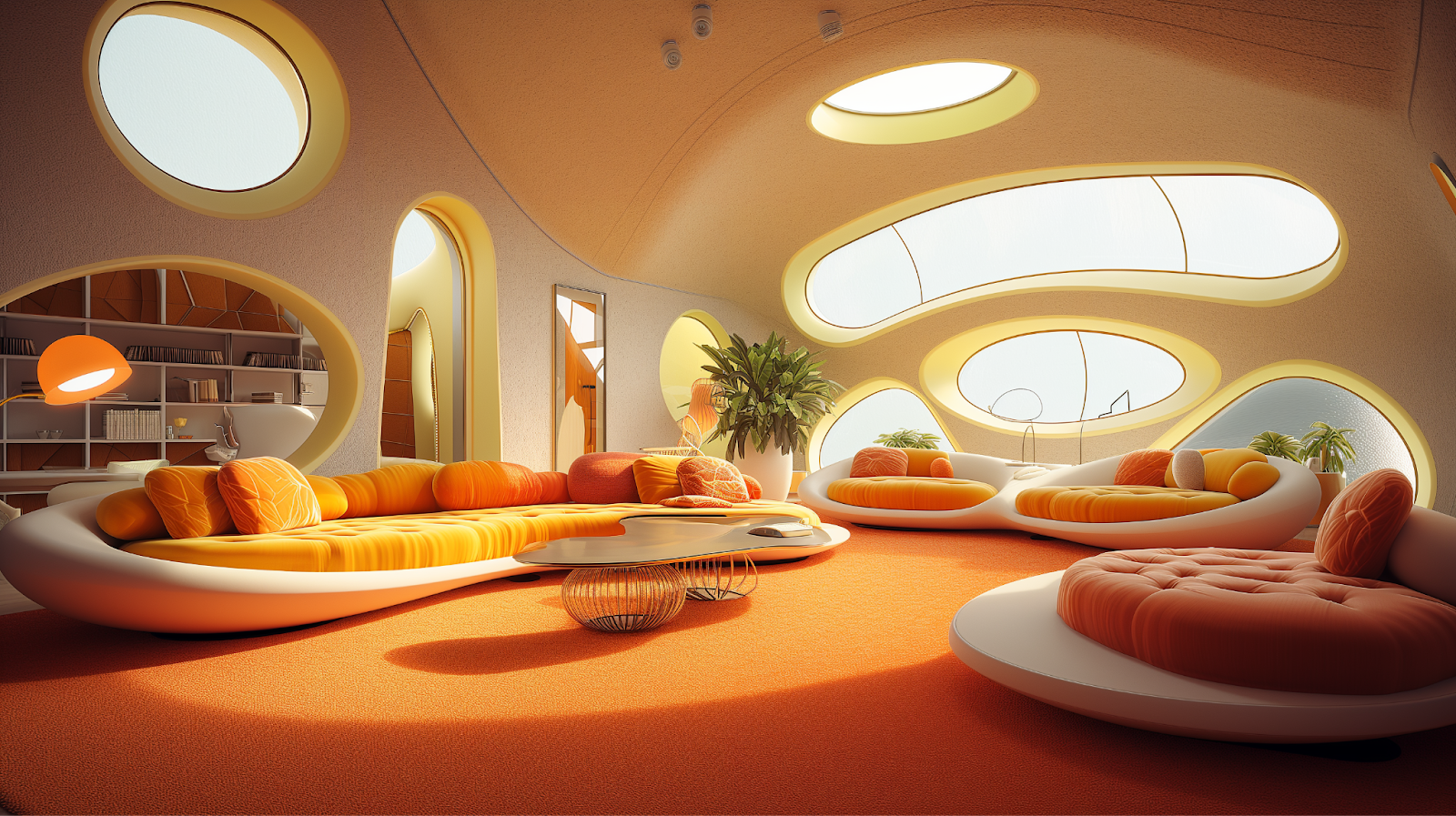 Interior shot of a Futuro House.