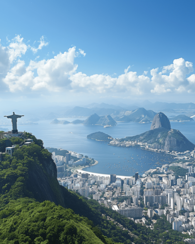 Aerial view of Christ the Redeemer in Rio de Janeiro