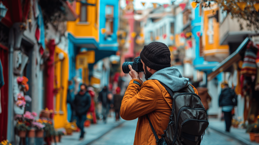 Photographer capturing colorful streets in Istanbul