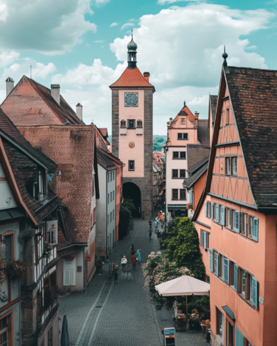 Quaint street in German old town.