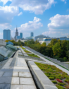 The rooftop garden of the University of Warsaw Library, a popular sightseeing spot in Poland