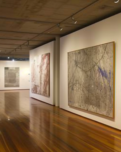 Artworks on the wall of a museum in Sao Paulo, Brazil