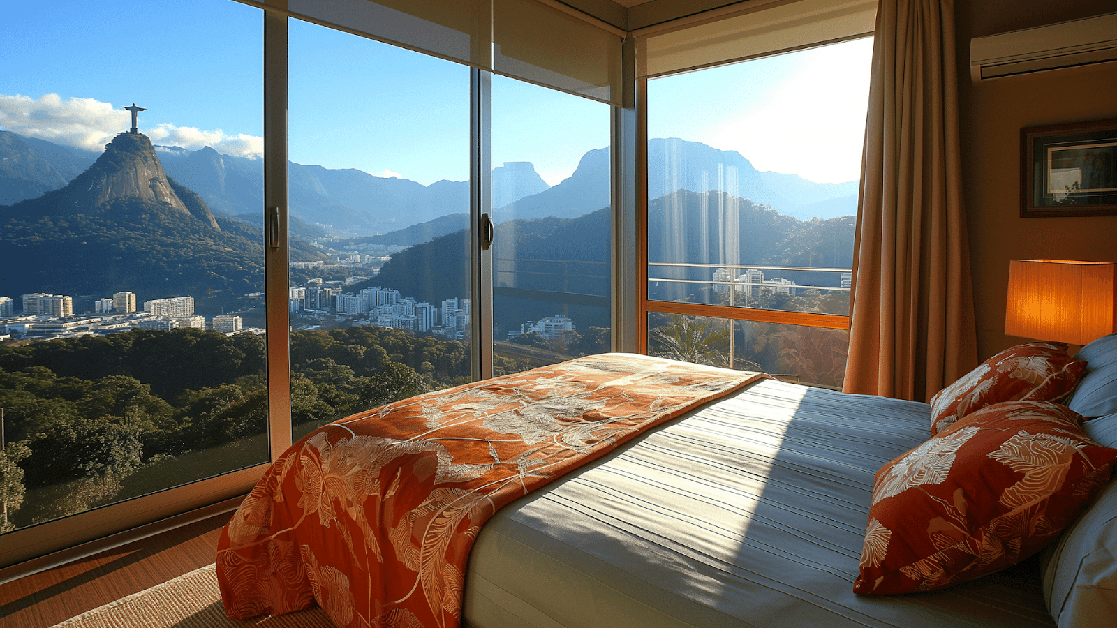 A Rio hotel room with a stunning view of Christ the Redeemer statue