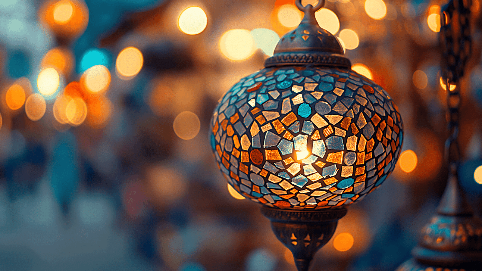 A colorful Turkish mosaic lantern in a market in Istanbul, Turkey