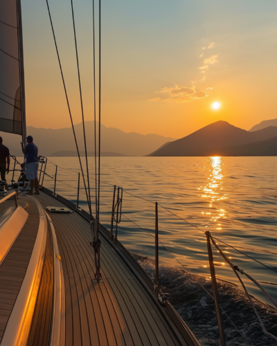Sunset cruising, a relaxing thing to do in Mykonos, Greece.