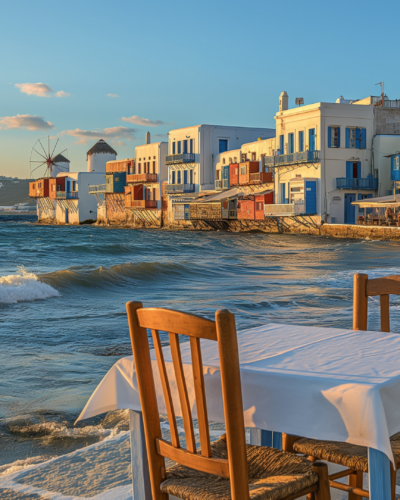 Little Venice, a sightseeing spot in Mykonos, Greece.