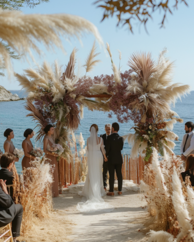 A cliffside wedding ceremony in Rhodes.