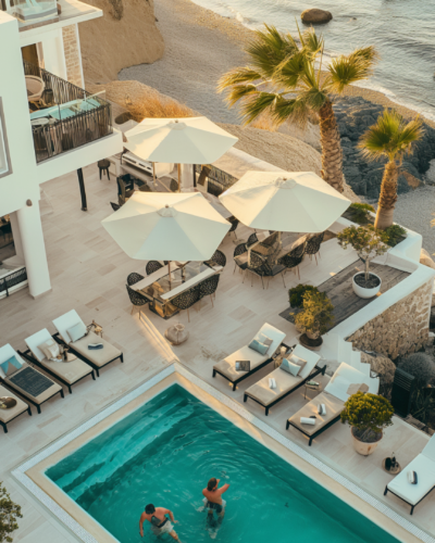 An aerial view of a resort rental.