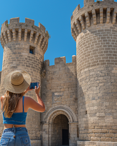 Tourist at the Medieval City of Rhodes.