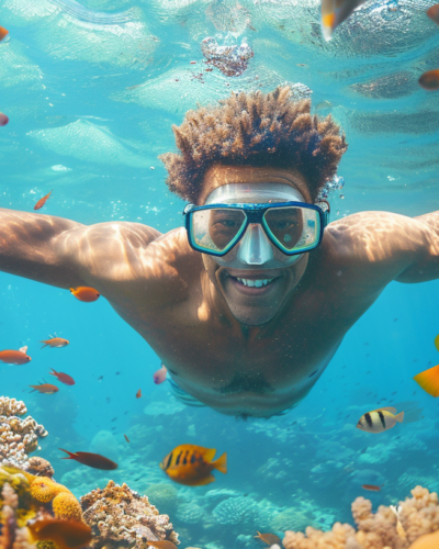 Snorkeling in the vibrant coral reefs of Providenciales Turks and Caicos.